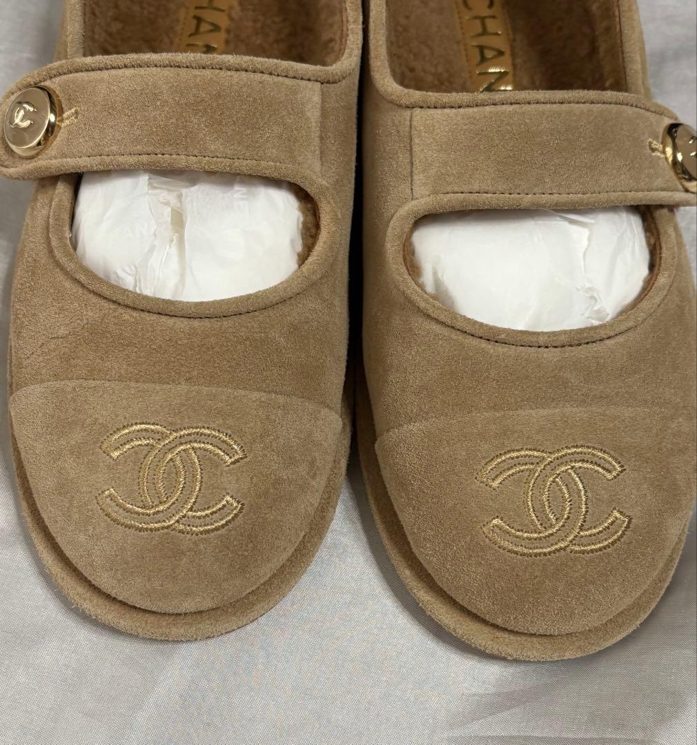 シャネル CHANEL 新品 メリージェーン ベージュ 35.5 25B