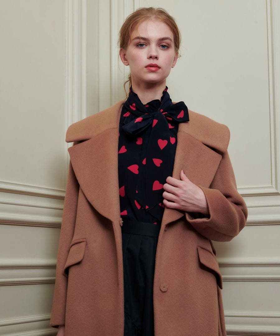 ルルウィルビー　デシンハートプリントボウタイブラウス　ネイビー　アルアバイル