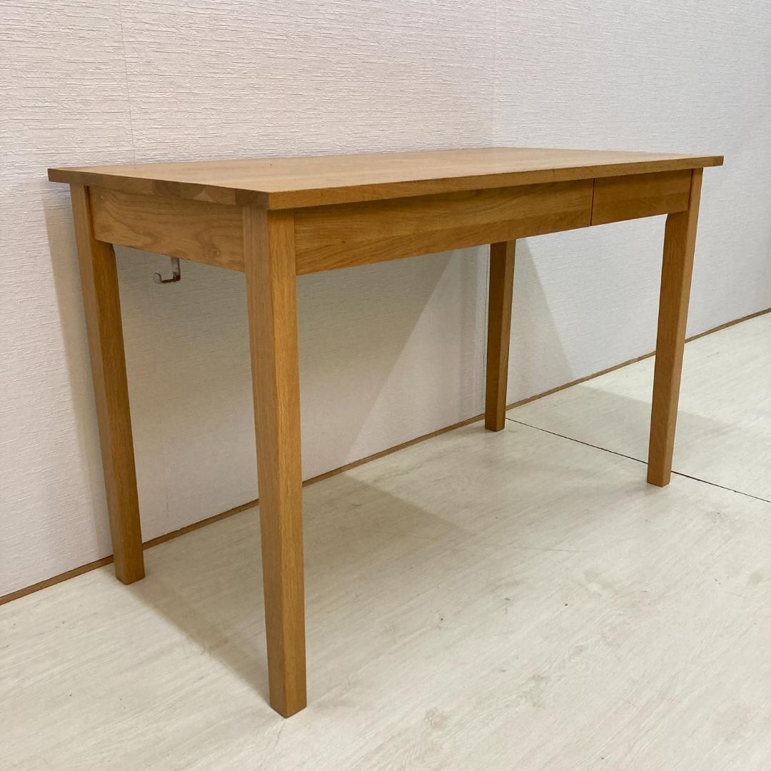 【無印良品】オーク材　無垢デスク　テーブル　机　収納付き　天然木