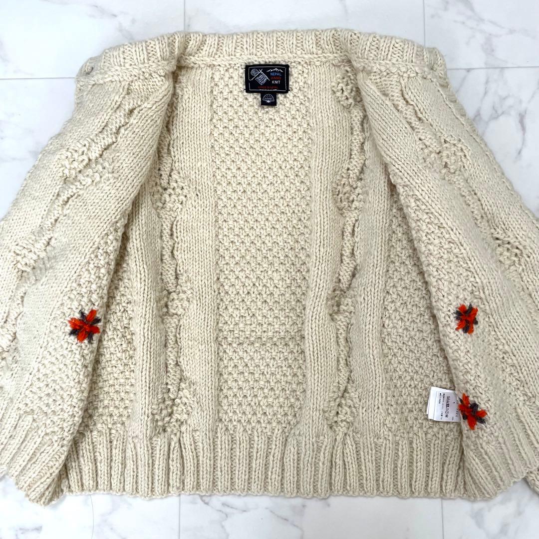 極美品 シールームリン NPL ハンドニット シェルケーブルフラワーカーディガン
