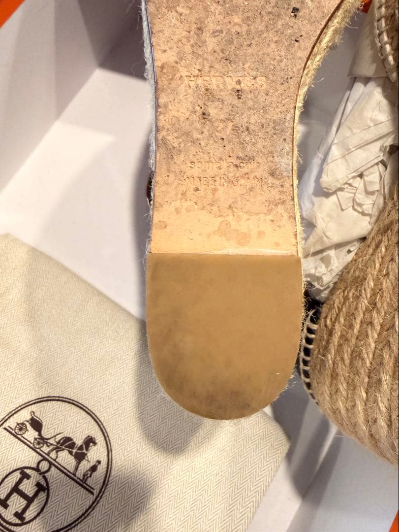 【美品】HERMÈS エルメス エスパドリーユ ウェッジサンダル 37付属品完備