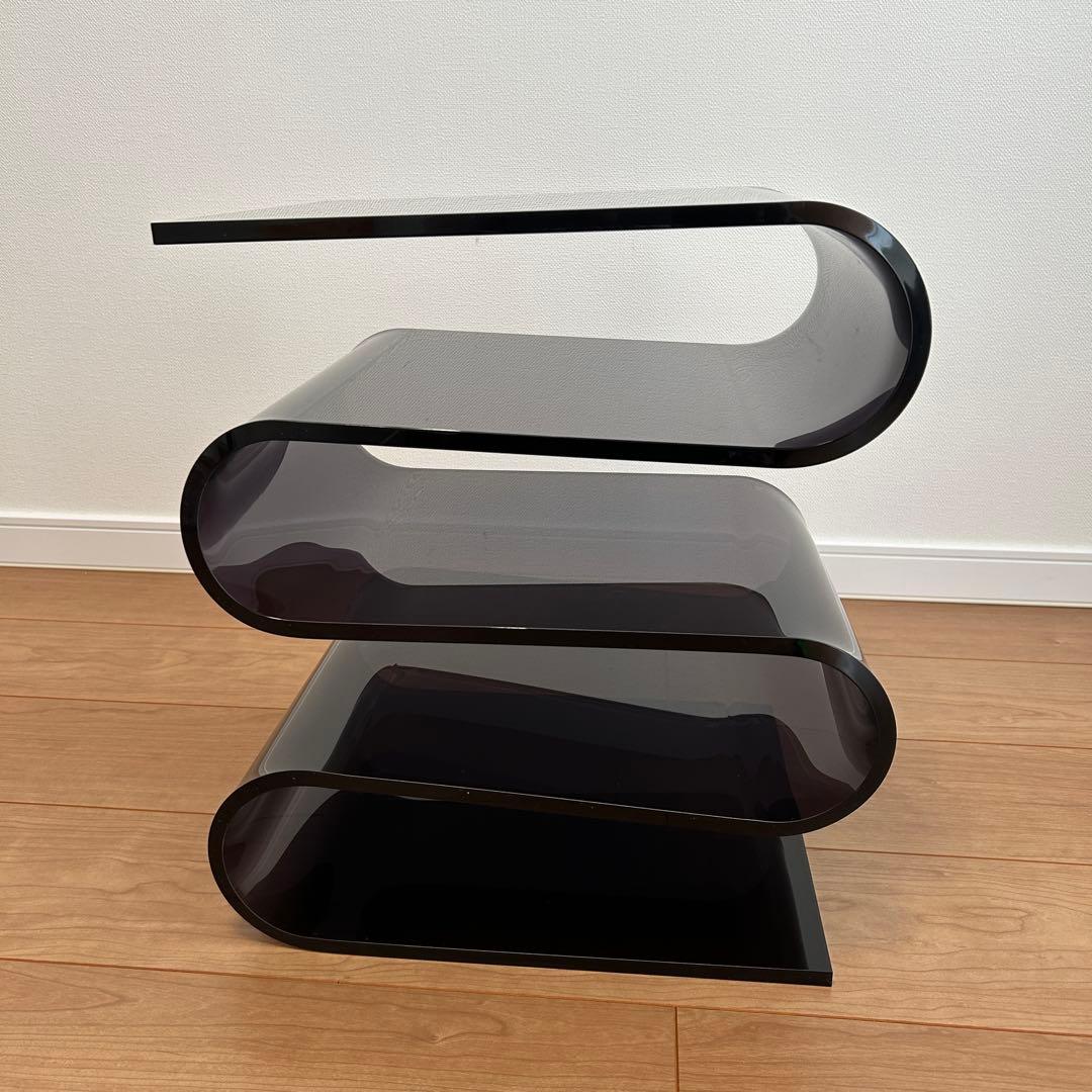 Ｓ字型　透明　黒　アクリル　サイドテーブル　ラック　本棚　北欧　インテリア