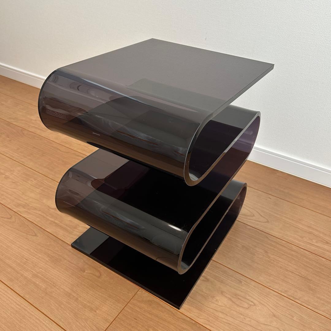 Ｓ字型　透明　黒　アクリル　サイドテーブル　ラック　本棚　北欧　インテリア