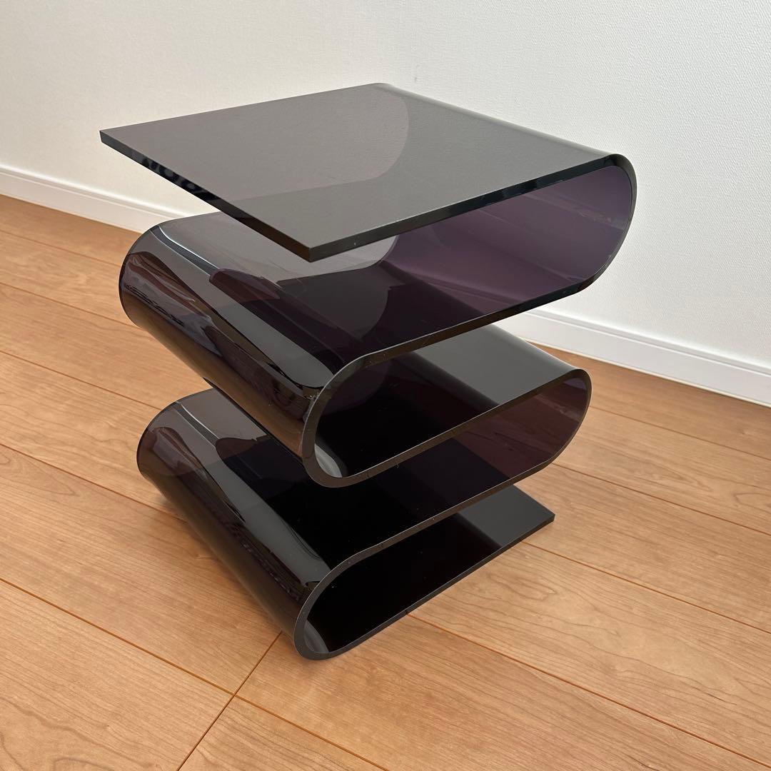 Ｓ字型　透明　黒　アクリル　サイドテーブル　ラック　本棚　北欧　インテリア