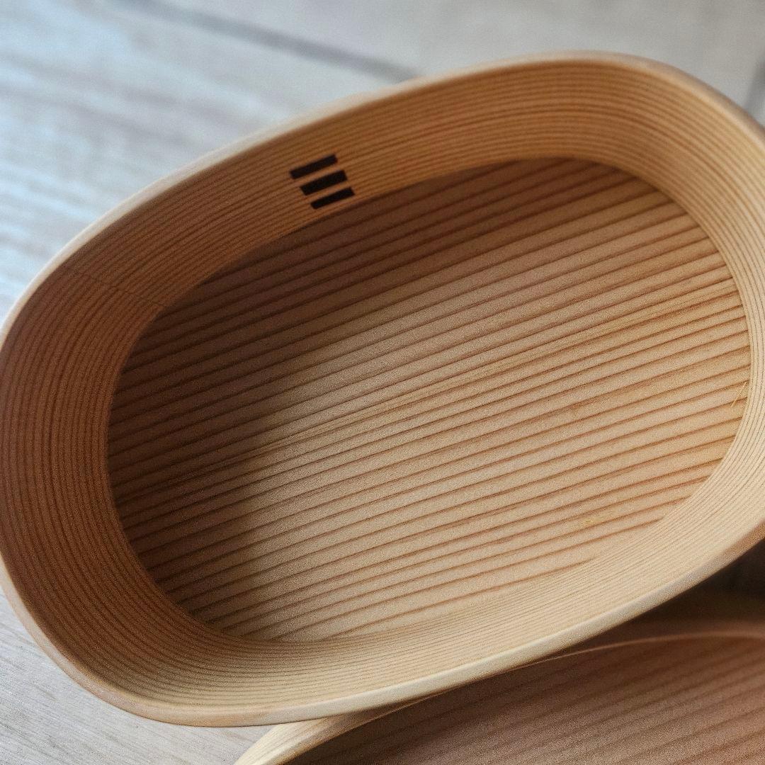 栗久/木製 大館曲げわっぱ 小　小判型弁当箱 スリム 伝統的工芸品 新品未使用