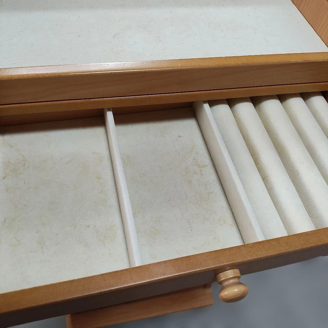 木製　可動式鏡付きドレッサー　木製引き出し　収納　ナチュラル