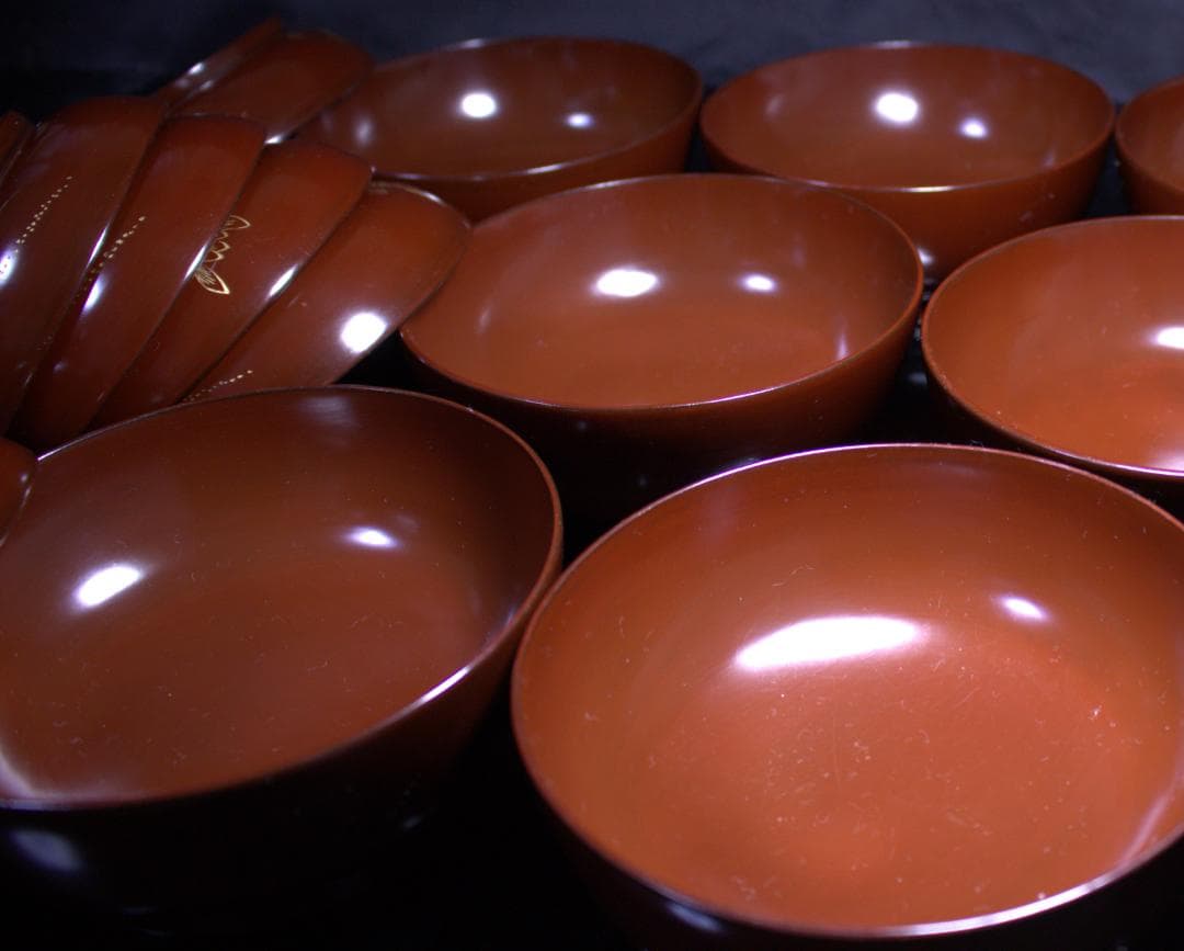 明治三十一年 木箱付｜輪島製 吸い物椀１０客｜100年以上の経年が生んだ深色漆