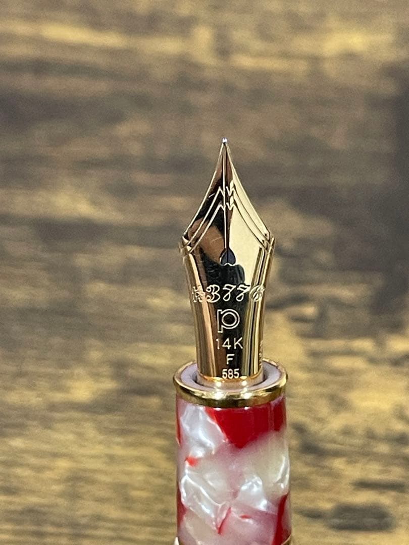 試筆のみ　セルロイド　金魚　14金　細字　プラチナ　万年筆　3776 備品付き