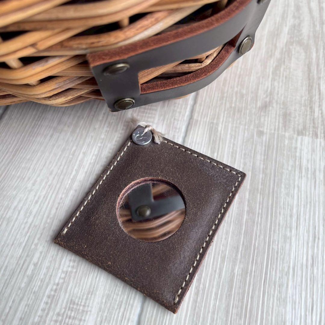 【美品】ebagos エバゴス カゴバッグ 本革×紅藤 被せ付