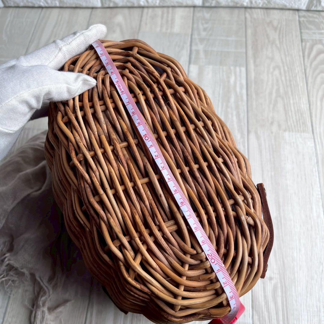 【美品】ebagos エバゴス カゴバッグ 本革×紅藤 被せ付