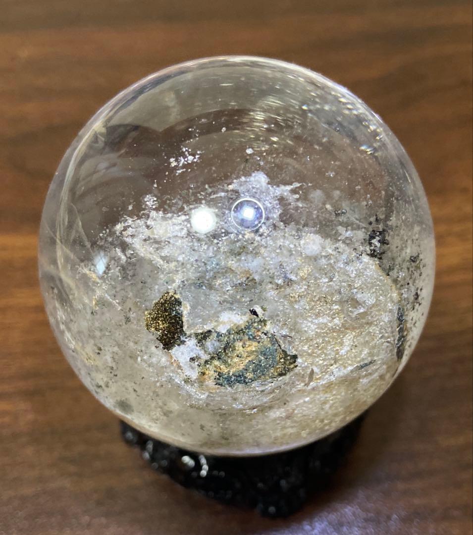 クォーツインクォーツ　スフィア　ホワイトグリーンガーデン共生　約56mm