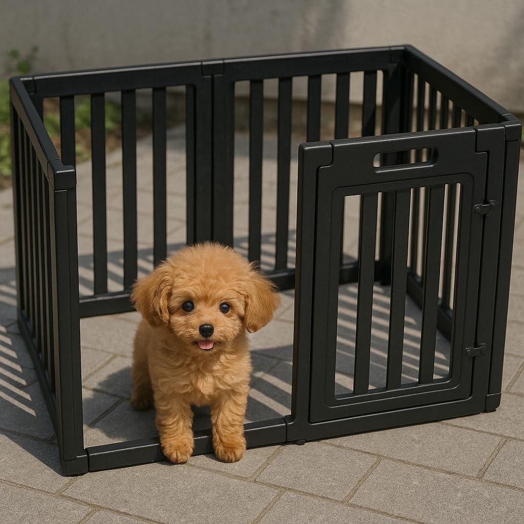 ペットサークル ペットケージ 組立工具不要ブラック 6枚セット H60cm