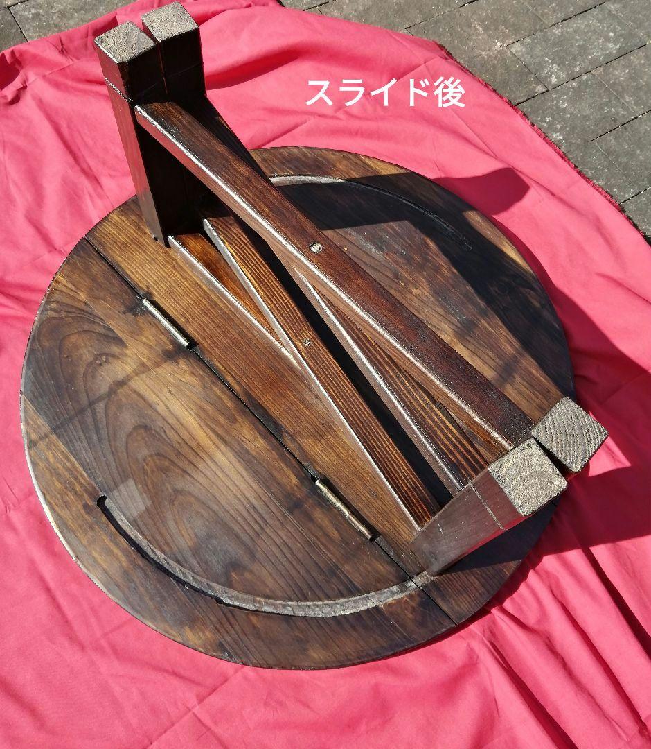 レトロ　【懐かしくて便利】和風 小型 円形 丸 折りたたみちゃぶ台　匿名配送