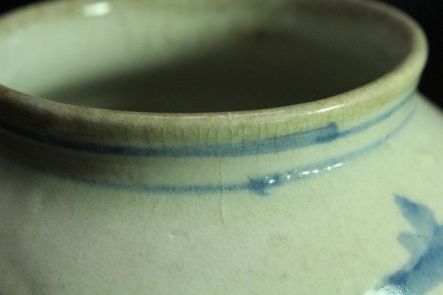 古美術 李朝 染付 壷(K-A636)