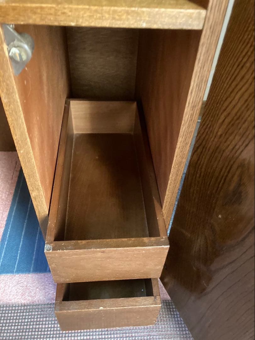 ブラウン　木製　ドレッサー　鏡台　化粧鏡　ミラー　コンセント　レトロ　ブラウン