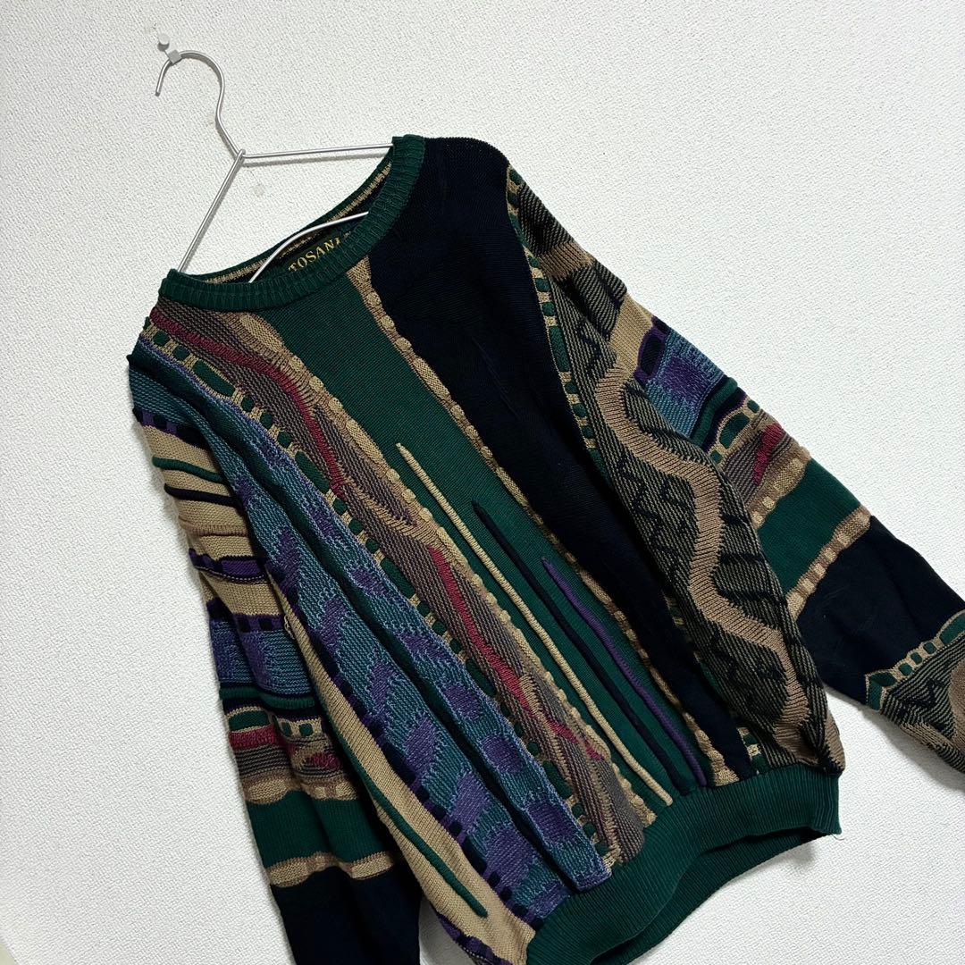 美品　90s 3Dニット セーター 製 TOSANI 幾何学模様