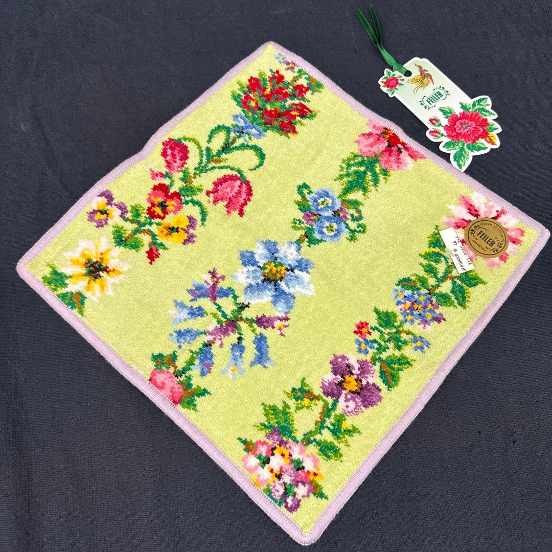 ◆224-51 フェイラー タオル ハンカチ 2枚まとめ 花柄