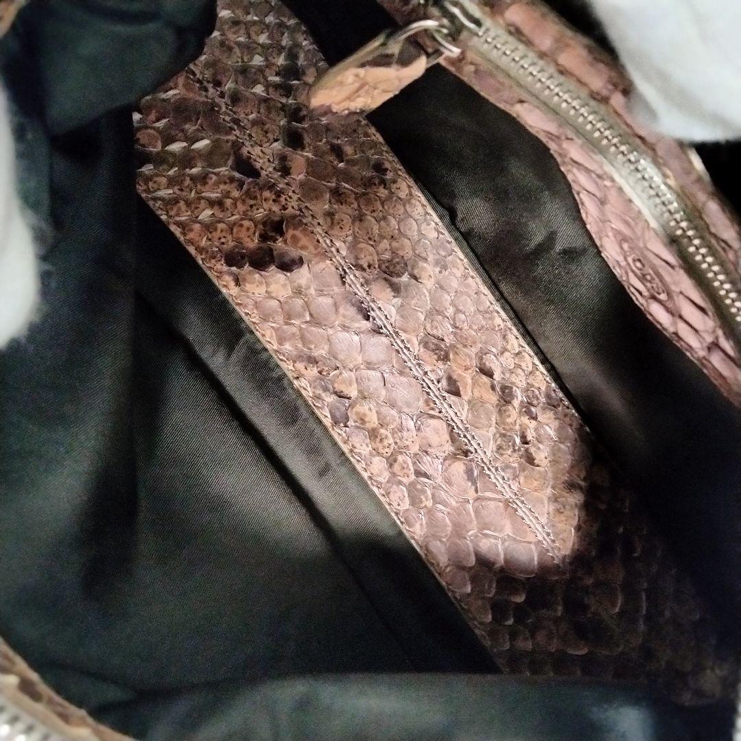 TOD'S パイソン ワンショルダーバッグ レザー ピンクベージュ