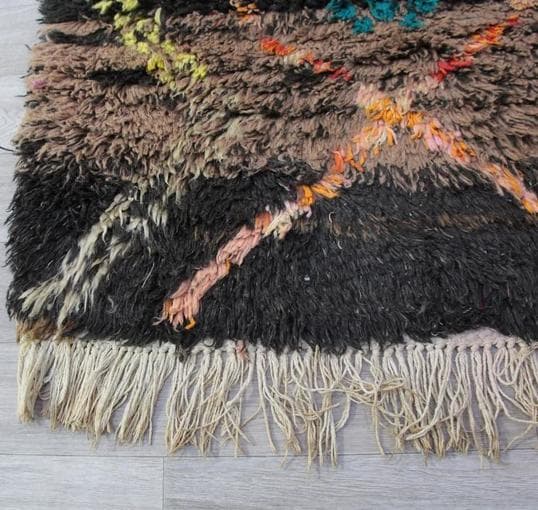 モロッコ ヴィンテージラグ141 レア ブラウン ターコイズ オレンジ イエロー