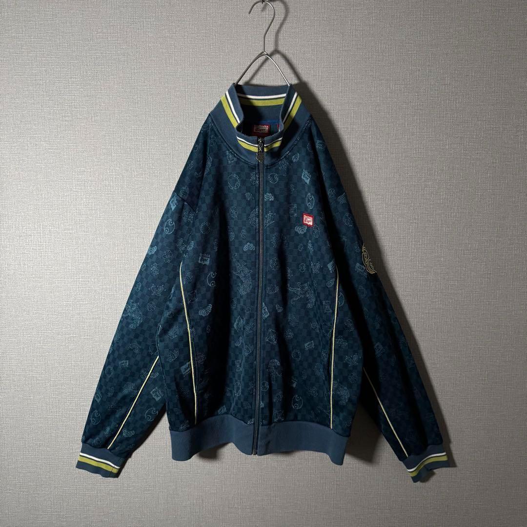 人気Lサイズ★オニツカタイガー トラックジャケット スリーブロゴ 総柄 刺繍 虎