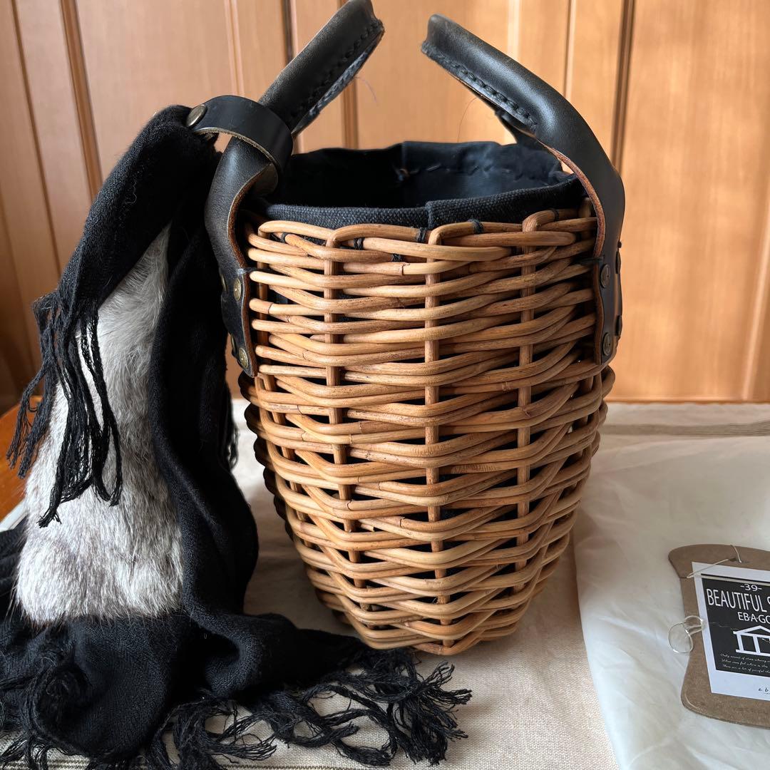 エバゴス ebagos ブライドルレザー紅藤かごバッグ