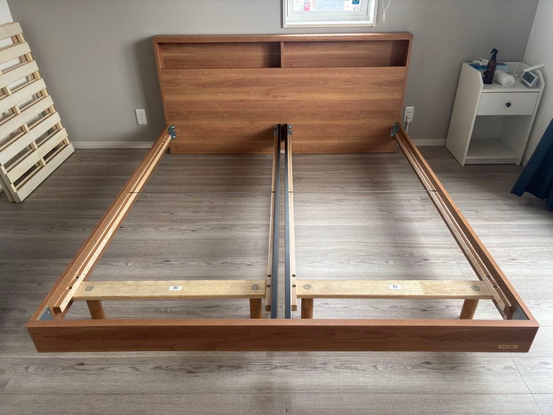 フランスベッド クイーンサイズ セミシングルマットレス2枚 ベッド一式 美品