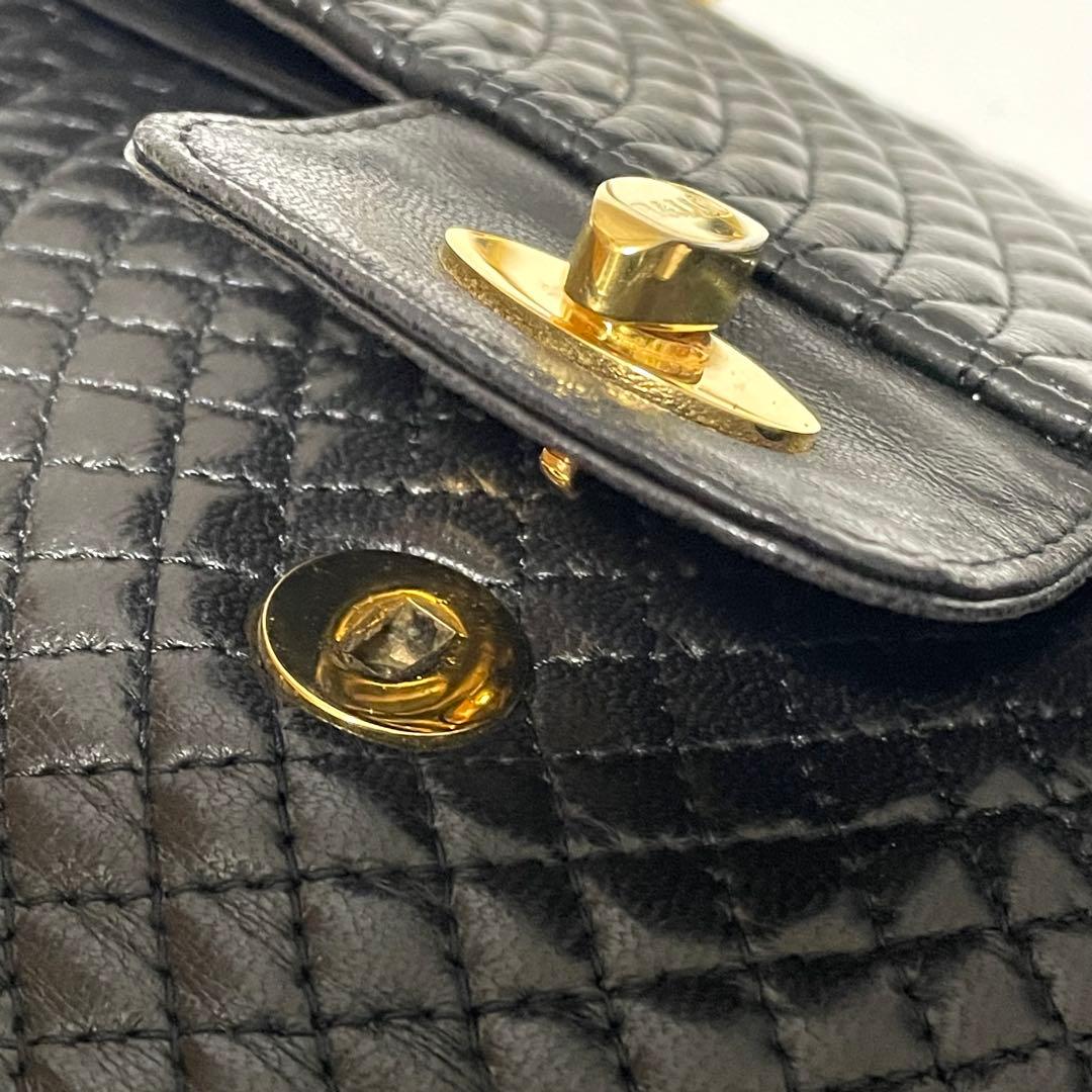 BALLY チェーンショルダーバッグ キルティング ターンロック レザー 黒