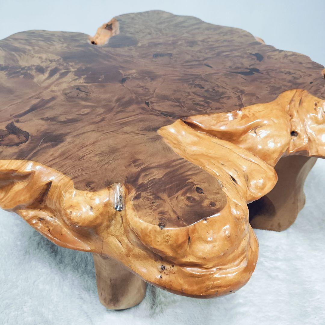 【一点物】天然 木の根テーブル 座卓 センターテーブル 無垢材 厚み6.5cm