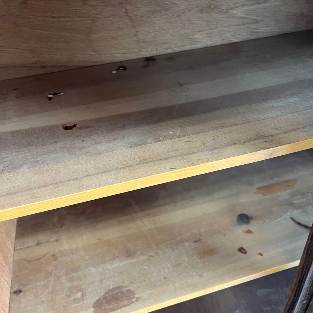 ヴィンテージ ガラス 戸棚 水屋箪笥 昭和レトロ ダイヤガラス