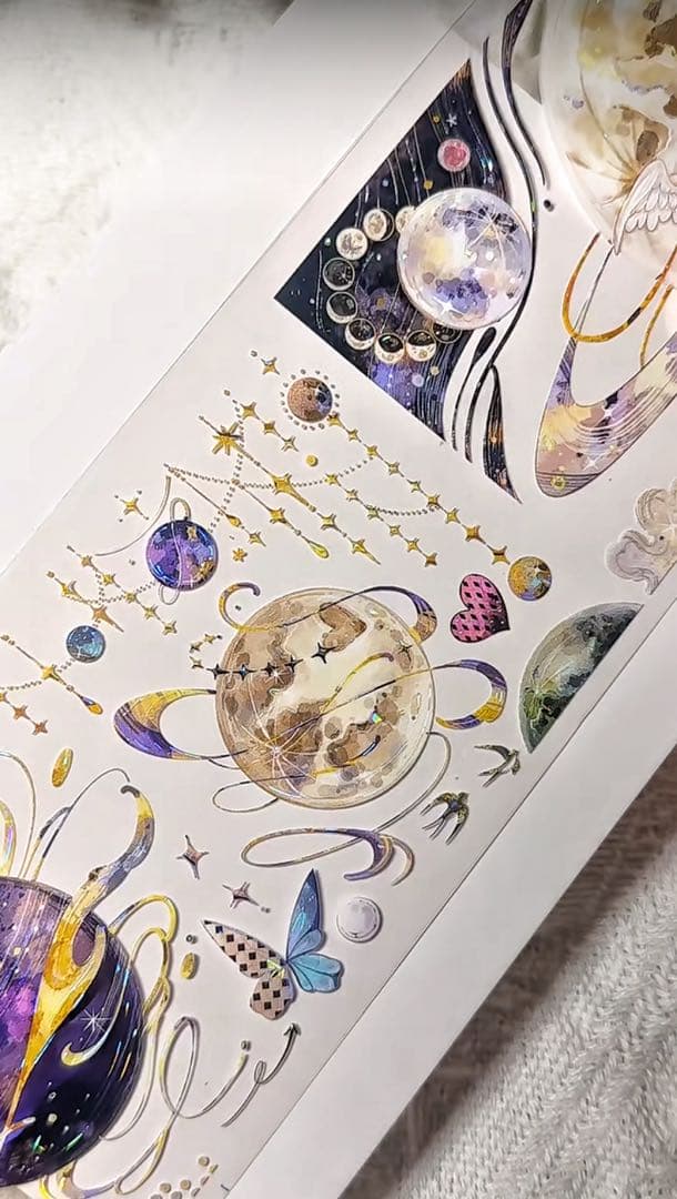 【8648】海外　マステ　3/5/巻売り　貝殻光マスキングテープ　星