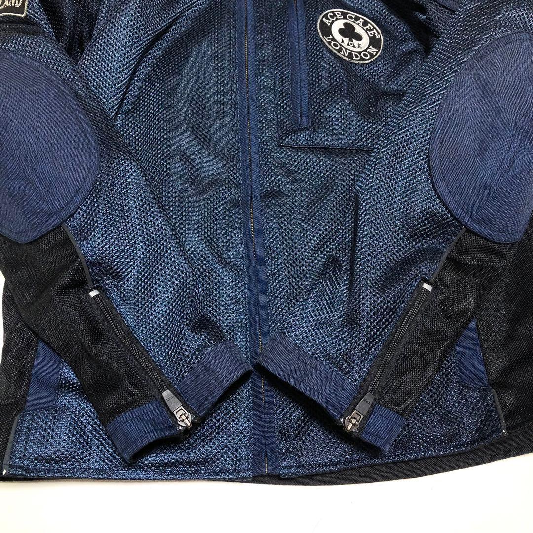 エースカフェロンドン メッシュ ライダースジャケット ネイビー Mサイズ