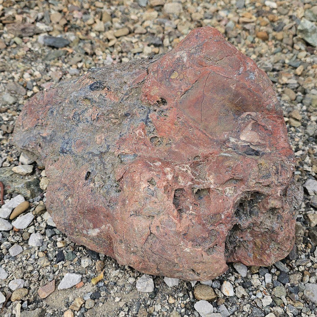 赤幸太郎石 9.4kg　北海道産　紅　銘石　原石　自然石　庭石　盆石水石　観賞石