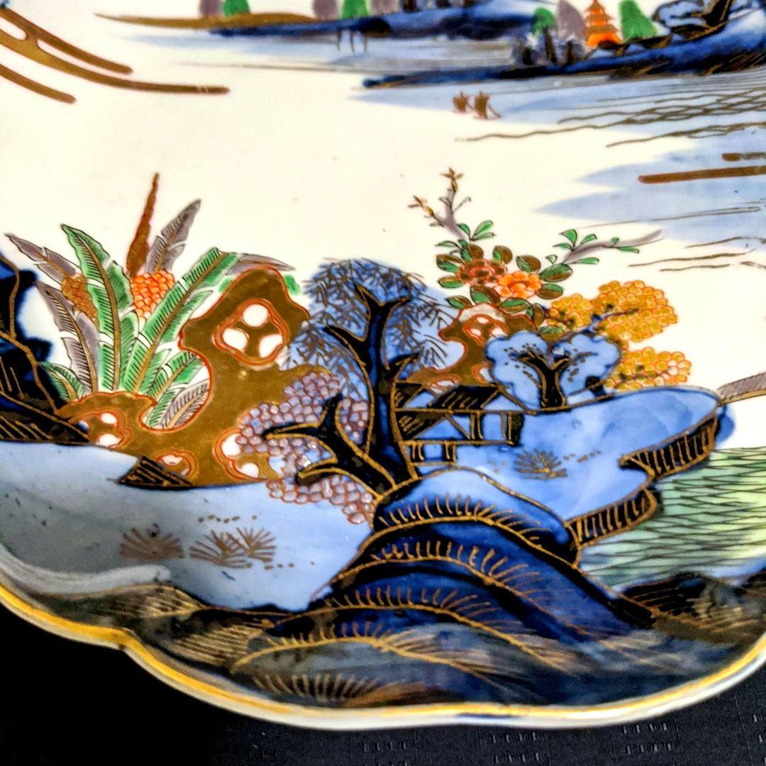 【骨董】幕末〜明治初期　絵皿　飾皿　手書き　金彩　希少　アンティーク　時代もの