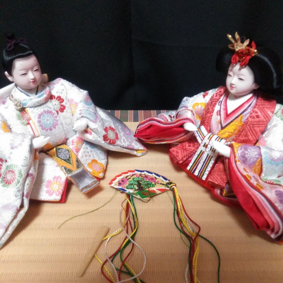 ひな人形セット有職雛　親王　飾り台　屏風　燭台　花セット