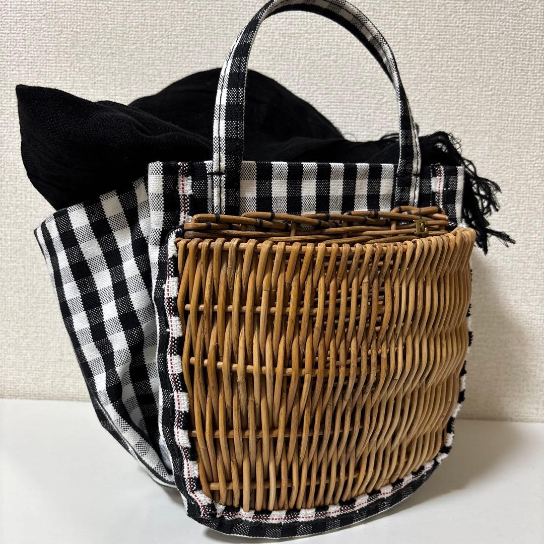 エバゴス ebagos ギンガムチェック　カゴバッグ 被せ布