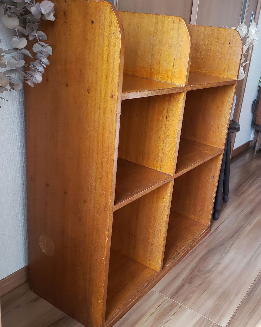 希少　ラワン材　木製オープンシェルフ　古家具　古道具　本棚　ヴィンテージ