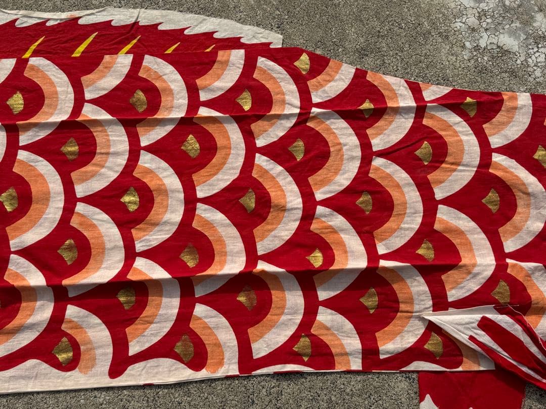 古布 木綿 鯉のぼり 赤 2点 4m 2.7m こいのぼりリメイク素材