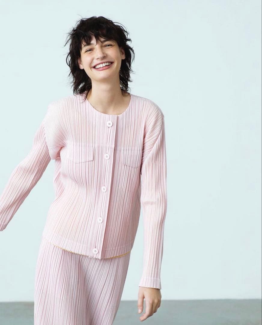 【希少】pleatsplease ラミー　ロングカーディガン　ピンク