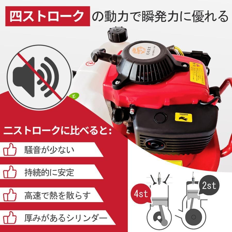 エンジン式耕運機 手押し耕うん機 排気量55cc耕幅38cm耕深10-25cm