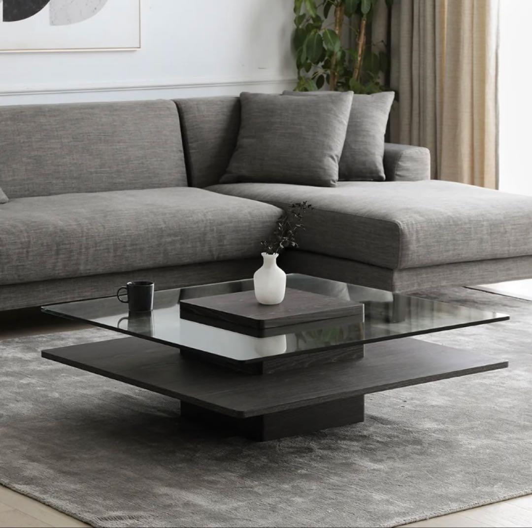 armoniaアルモニア ガラスセンターテーブル ブラック木目調 おしゃれ