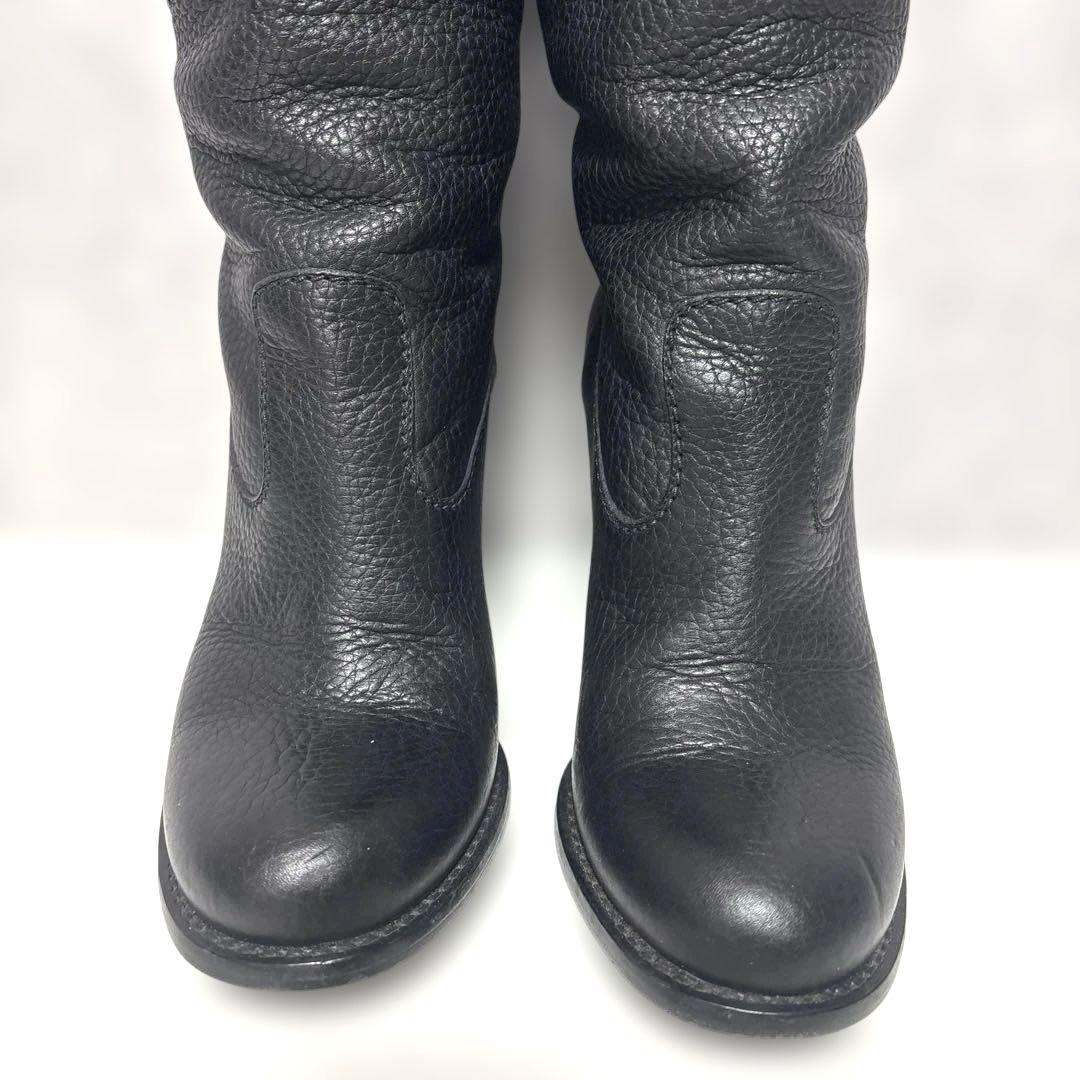 グッチ インターロッキング ロングブーツ 【36】チャンキーヒール ブラック