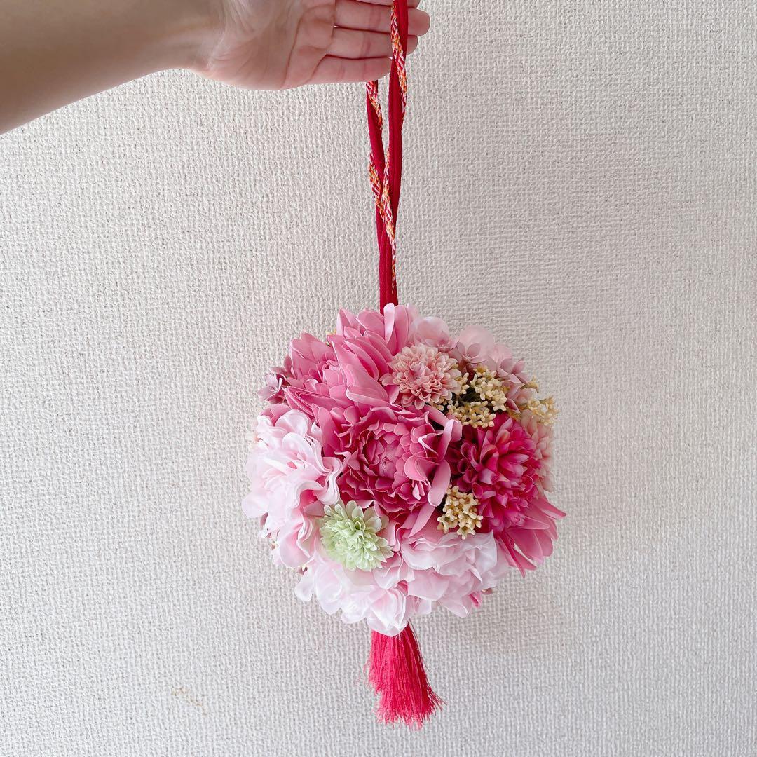 定価2万5千円　和装　ボールブーケ　造花　ピンク系　ウェディング　手鞠　フォト