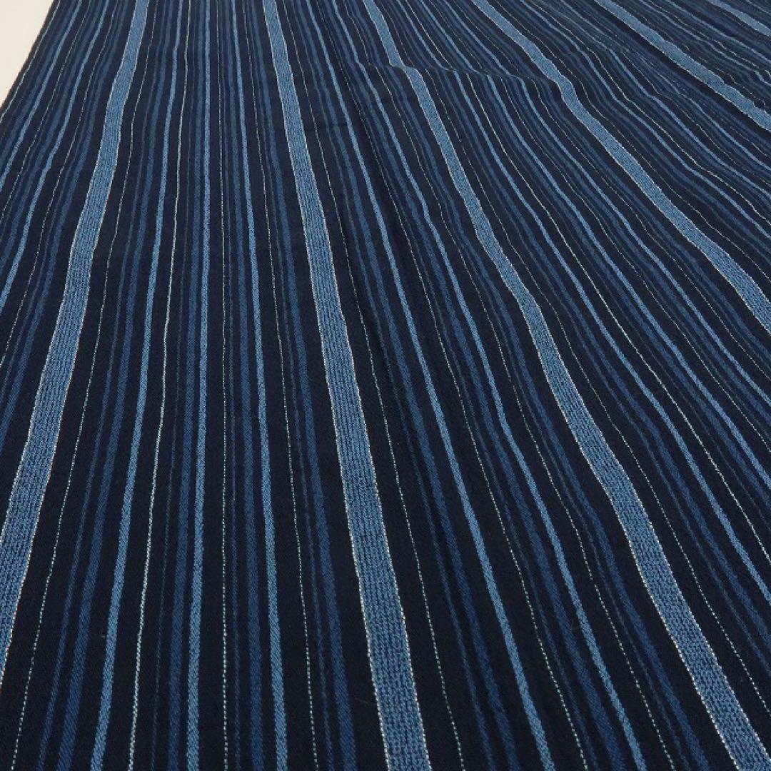 美品 綿 縦縞 しじら織 浴衣 洗える夏着物 着物 A3340