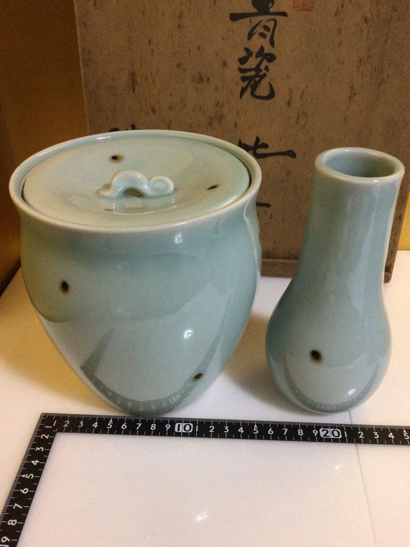 茶道具 青磁 皆具 共箱付き