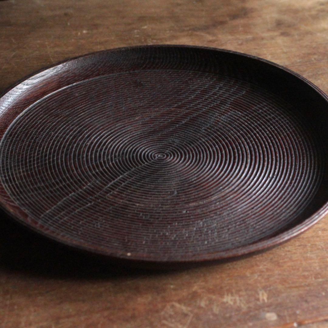 千筋 独楽文 盆 古道具 アンティーク 千筋段文 酒器盆