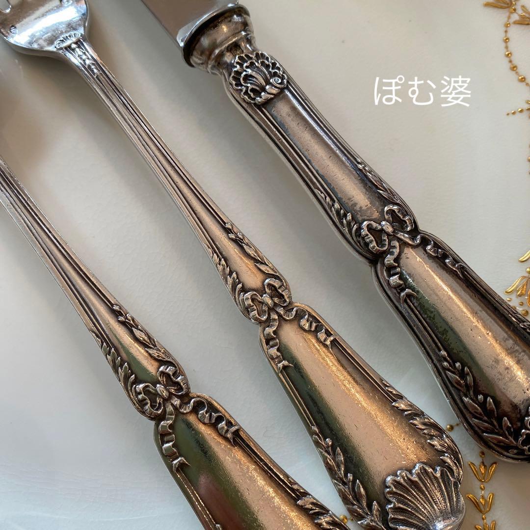 【ピュイフォルカ】純銀 スターリング／ディナー用３本セット ５組／ポンパドール