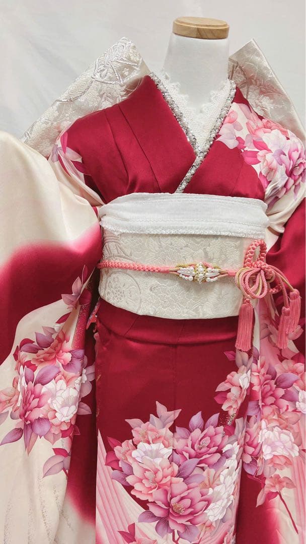 花柄振袖　振袖 正絹　振袖フルセット　成人式　　振袖7点セット