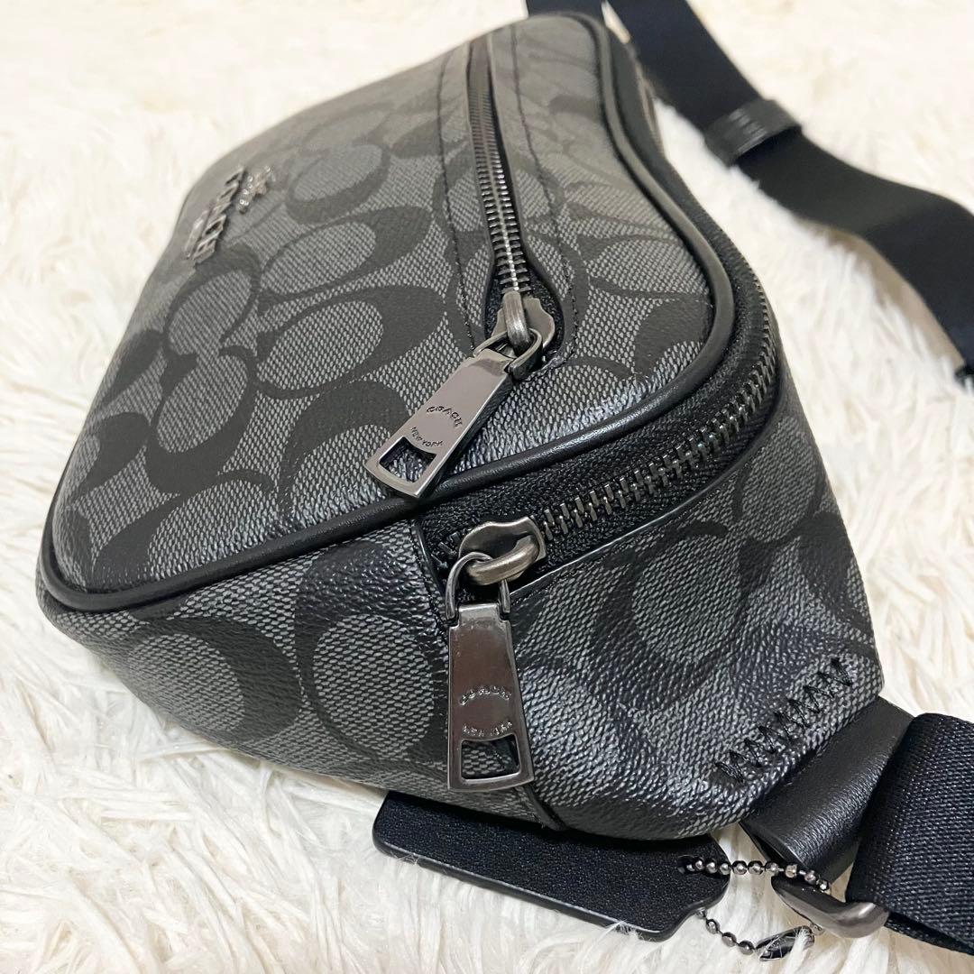 【未使用】COACH＊ボディバッグ シグネチャー チャコール PVC