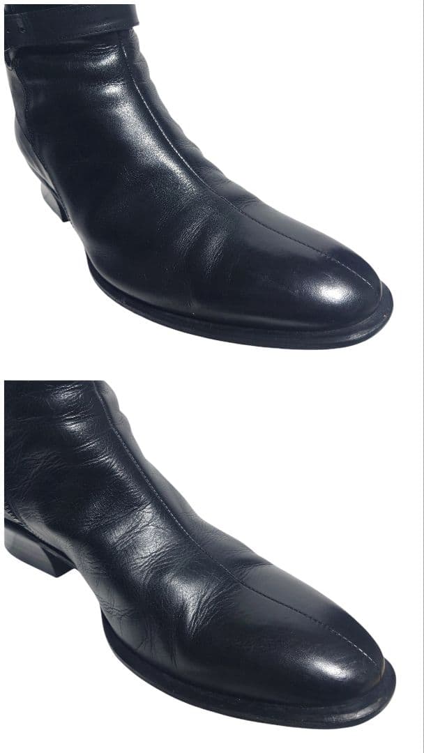 ラウンジリザード レザーブーツ サイドジップ ベルト レザー 黒 3