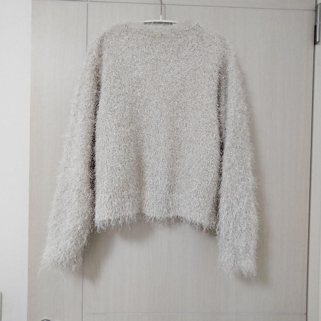 新品同様NOLLEY'Sノーリーズ2024SSラメVネックフリンジカーディガン